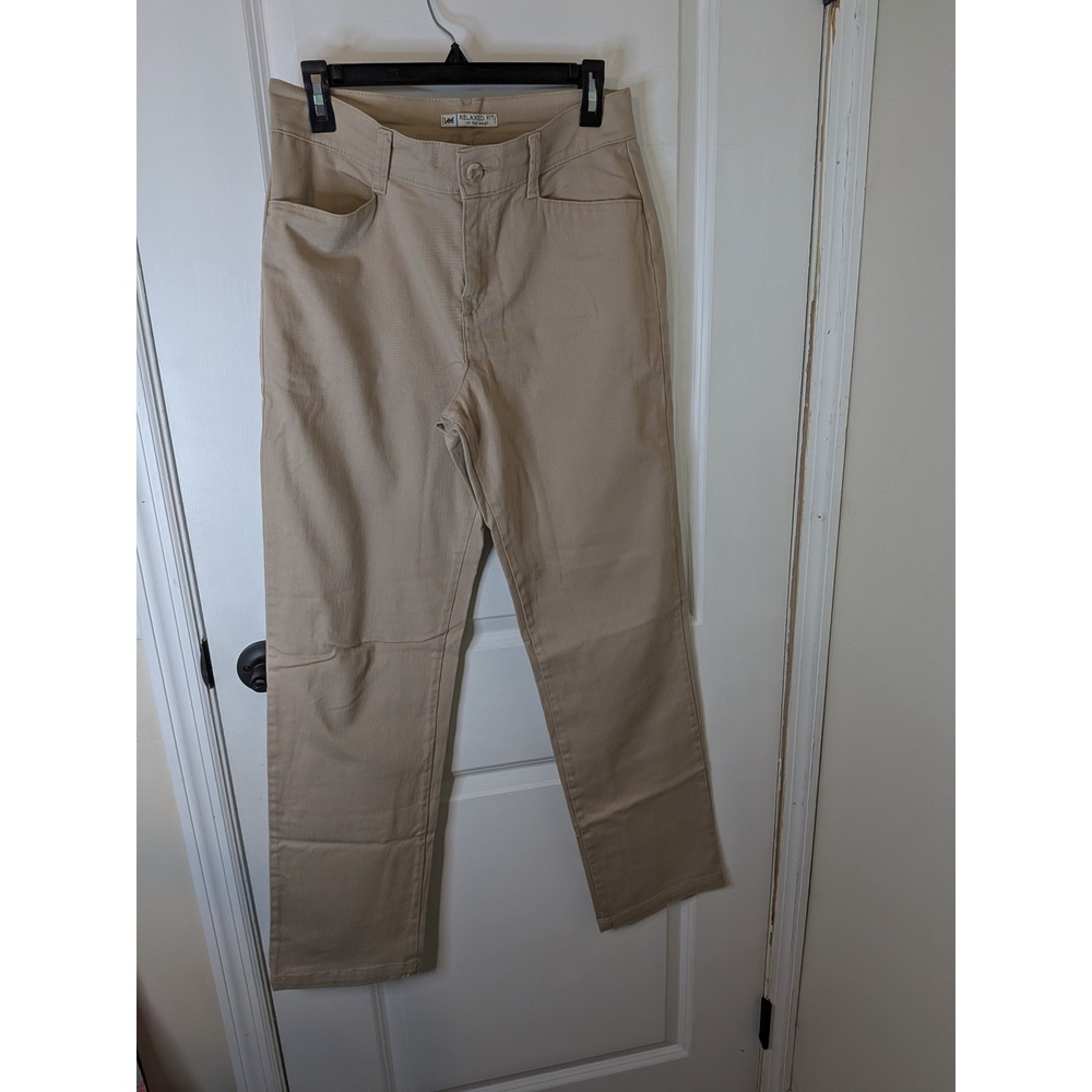 Lee Relaxed Fit At The Waist Khaki Pants Tan Straight Leg Women 8 Long 4601228